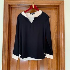 Ferragamo black with cream trim silk top